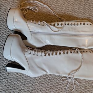 Pleaser Electra-2020 White Lace-Up Women's Boots
